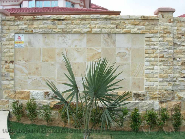 contoh pemasangan batu palimanan RTA untuk dinding